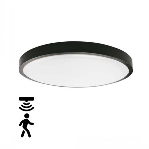 V-tac - 24W IP44 LED panel falon kívüli, mikrohullámú érzékelővel - kör, fekete 4000K - 7670