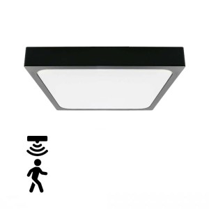 V-tac - 24W IP44 LED panel falon kívüli, mikrohullámú érzékelővel - négyzet, fekete 4000K - 7673