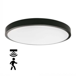 V-tac - 30W IP44 LED panel falon kívüli, mikrohullámú érzékelővel - kör, fekete 4000K - 7671