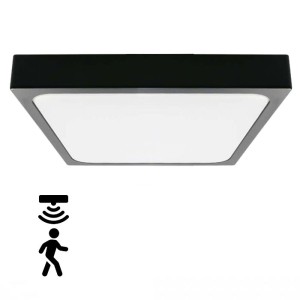 V-tac - 30W IP44 LED panel falon kívüli, mikrohullámú érzékelővel - négyzet, fekete 4000K - 7674