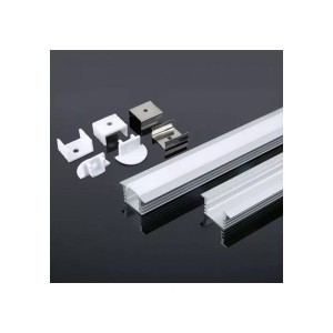V-tac - Aluminium profil LED szalaghoz 2 méter opál búrával, végzáróval, 2000 x 24.5 x 12.2mm -3357
