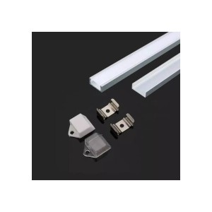 V-tac - Aluminium profil LED szalaghoz 2 méter opál búrával, végzáróval, 2000 x 16 x 7mm - 3370