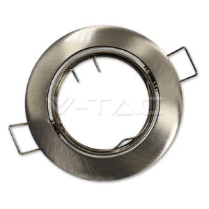 V-tac - GU10 Beépítő keret, kör, króm, szatén, billenthető -3588