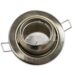 V-tac - GU10 Beépítő keret, kör, állítható, szatén -3594