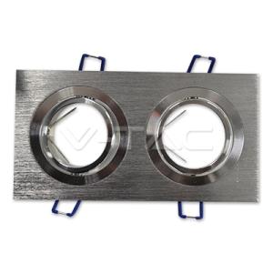 V-tac - 2xGU10 spot lámpa keret, négyzet, billenthető, szálcsiszolt -3608