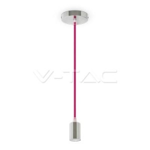 V-tac - Króm függeszték világos rózsa piros vezetékkel -3792