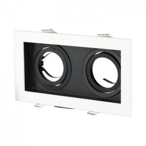 V-tac - 2xGU10 Beépítő keret, négyzet, fekete-fehér -8877