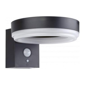 Optonica - Szolár (napelemes) oldalfali lámpa, 6W 600lm, fekete, mozgásérzékelővel 6000K IP44