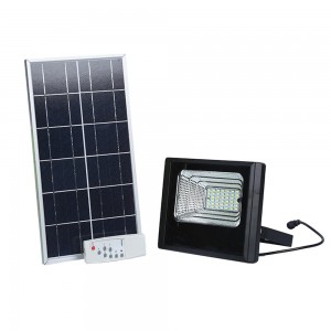 V-tac - 12W Led szolár napelemes reflektor, fekete, 6000K -94006