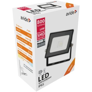 Avide - LED Reflektor Slim Fekete , SMD 10W NW 4000K, Természetes fehér  