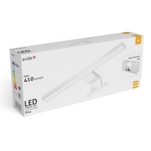 Avide - LED Tükörvilágító Lámpa Szerelődobozzal Szögletes Króm Műanyag 300mm NW 4000K 5W IP44