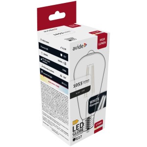 Avide - LED White Filament ST64 8.5W E27 NW 3000K