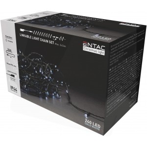 Entac - Entac Karácsonyi IP44 240 LED Sorolható Füzér WW 24m szett adapterrel