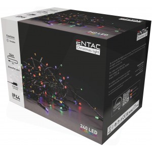 Entac - Entac Karácsonyi IP44 240 LED Füzér Színes 24m