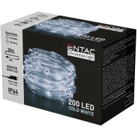 Entac - Karácsonyi fényfüzér adapterrel, CW (Hideg fehér) IP44, 200 microLED, 20m - ECML-200-CW