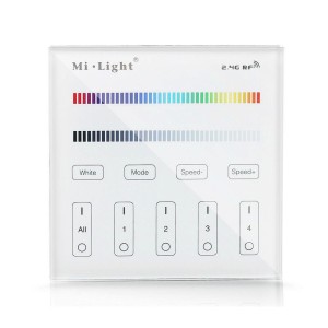 Milight - RGB/RGBW T3 Fali Csoporttávirányító üveg előlappal LED szalaghoz, vezetékes -ML017 Milight - RGB/RGBW T3 Fali Csoporttávirányító üveg előlappal LED szalaghoz, vezetékes -ML017