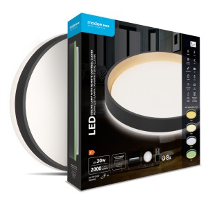 Modee - Mennyezeti LED Lámpa CLGBK 30W 3CCT+RGB D390mm +rem (2000 lumen)