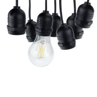 Optonica - Kültéri fényfüzér 15db E27 felfüggesztett foglalat - 13.5 + 1 méter