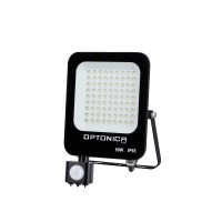 Optonica - LED SMD reflektor, fekete, 50W 4500LM AC220-240V 90° IP65 4500K + érzékelő