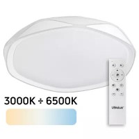 Ultralux - LED mennyezeti lámpa távirányítóval, max 72W, 5500 lm, CCT, fehér, kerek